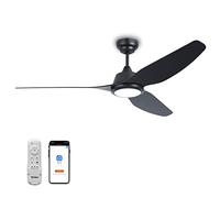 Ovlaim Ventilador de techo motor dc ligero, 142cm, iluminación LED | ventilador de techo inteligente, silencioso con control remoto, 3 alas, negro