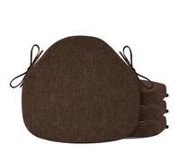 OVOV Windsor - Juego de 4 cojines para silla de comedor, cojines de asiento para cocina, con textura gruesa y con lazos y parte inferior antideslizante (42 x 39,5 cm, café)