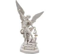 OVUNQUE PROTEGGIMI Estatua de San Miguel Arcángel en polvo de mármol blanco. Con espada y balancín. (33 cm), GRSM22-33