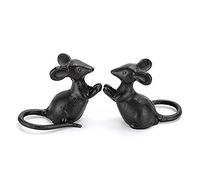 OwnMy 2 esculturas de jardín de Hierro Fundido, estatuas de Ratones Negros para Exteriores, Figuras Huecas talladas para Escritorio, Figuras Decorativas Creativas de Animales para Interiores y