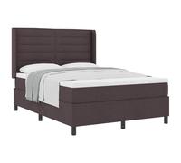 Owoxanthellate Cama con somier, color marrón oscuro, 140 x 190 cm, con colchón, cabecero con orejas, altura ajustable, funda de tela, diseño moderno, marco de madera resistente para dormitorio o