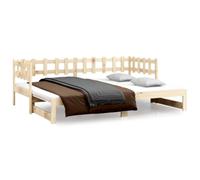 Owoxanthellate Cama de día extensible 80 x 200 cm a 160 x 200 cm pino | Sofá cama flexible de madera maciza sin tratar para dormitorio y sala de estar. Ideal como cama de invitados que ahorra