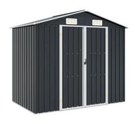 Owoxanthellate Cobertizo de acero galvanizado, color antracita, 205 x 129 x | Caseta de jardín de chapa de acero resistente a la intemperie para cortacésped y herramientas al aire libre como jardín o