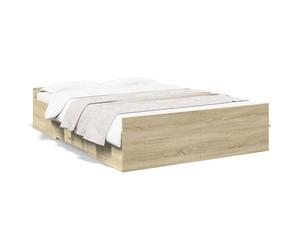 Owoxanthellate Estructura de cama con cajones, 120 x 190 cm, roble Sonoma, cama funcional de madera con somier y 2 cajones para dormitorio y habitación de invitados