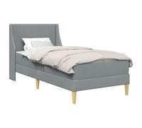 Owoxanthellate Estructura de cama con colchón, 100 x 200 cm, color gris | Para dormitorio: marco de madera contrachapada sólida con colchón de muelles, cabecero suave y práctica distancia al suelo.