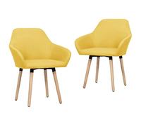 Owoxanthellate Juego de 2 sillas de comedor amarillas - Sillas ergonómicas acolchadas con reposabrazos, funda de tela y patas de madera maciza, para comedor y salón, capacidad de carga 110 kg