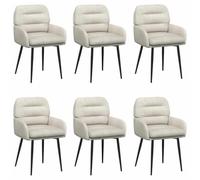Owoxanthellate Juego de 6 sillas de comedor de terciopelo crema, patas de | Sillas tapizadas modernas con respaldo cómodo y reposabrazos para comedor y cocina, soporta hasta 110 kg.