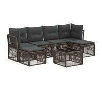 Owoxanthellate Juego de sofás de jardín de 7 piezas, color gris | Conjunto modular para patio y jardín con mesa, sillones, taburetes y cómodos cojines suaves.