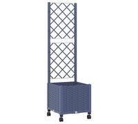 Owoxanthellate Macetero con enrejado y ruedas de color gris azulado - bancal alto con enrejado para plantas trepadoras, jardinera móvil de polipropileno para balcón, terraza y jardín, 40 x 40 x 146 cm