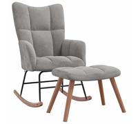 Owoxanthellate Mecedora con taburete, color gris claro, terciopelo, 2 | Silla de lactancia ergonómica con reposapiés para salón y dormitorio, acolchado de espuma suave y patines de madera.