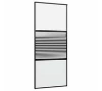 Owoxanthellate Puerta corredera de cristal, 90 x 205 cm, marco de aluminio | Puerta corredera moderna de cristal y aluminio transparente para sala de estar y dormitorio con tope de puerta ajustable.