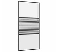 Owoxanthellate Puerta de cristal de granero negro de aluminio 102,5 x 205 | Puerta corredera de cristal para sala de estar y comedor con tope de puerta ajustable.