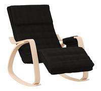 Owoxanthellate Silla mecedora de tela, madera de abedul, color negro | Cómoda silla de relax con suave función de balancín y acolchado grueso para tu salón, dormitorio o salón.