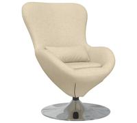Owoxanthellate Sillón de huevo de tela color crema, moderno, giratorio 360°, silla ergonómica giratoria con cojín, 63 x 73 x 90 cm, para salón y dormitorio