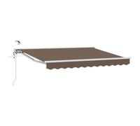 Owoxanthellate Toldo eléctrico de 4,5 x 3 m, toldo retráctil automático con mando a distancia y manivela, toldo articulado con marco de aluminio blanco y media caja para jardín y terraza, color gris