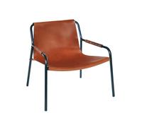 OX Denmarq Sillón September cuero coñac. estructura de acero lacado negro