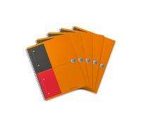 Oxford 001 International Classic N001202 - Cuaderno de espiral doble (5 unidades, con rayas, 160 páginas, 230 x 297 mm, perforado), color gris y naranja