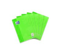 Oxford 100050340 - Recambio de bloc de hojas de trabajo, A4, líneas clase 1, 50 hojas, 90 g/m2, papel óptico, paquete de 5, color verde