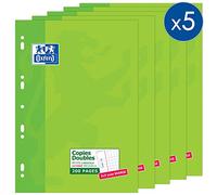 Oxford 100105678 - Juego de 5 fundas para copias, A4, cuadriculado, 5 x 5