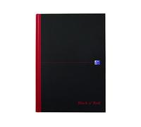 Oxford 400047607 - Cuaderno (tamaño A4, a cuadros, tapas rígidas con marcapáginas), color negro y rojo