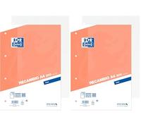 Oxford 400163420 Hojas Lisas Perforadas, Color Naranja, 200 Hojas, A4 (Paquete de 2)