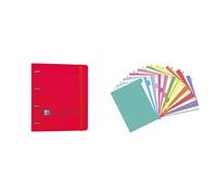 Oxford, Archivador 4 anillas con recambio y goma, Tapa Extradura A4 Rojo con Banda 5 Color & Oxford Strongline, Separadores A4 Cartulina para Archivador. 10 Posiciones, 10 Colores Diferentes