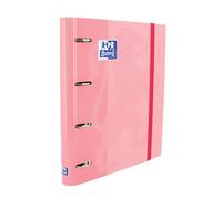 Oxford Archivador 4 anillas con recambio y goma, Tapa Extradura con Recambio, Color Rosa, 80 Hojas Cuadrícula, Tamaño A4+