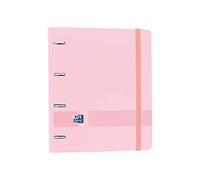 Oxford, Archivador 4 anillas plástico polyfoam con recambio y goma Oxford Live & Go, A4+ con recambio 100 Hojas, 5 bandas color y cuadrícula 5x5, color Rosa Chicle