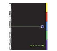 Oxford Black n 'Colours, Paquete de 5 EuropeanBook multiasignatura espiral, con tapa dura, A4 +, a cuadros 5x5, 210 x 297 mm
