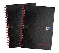 Oxford Black n' Red - Cuaderno A5 de tapa dura, encuadernado, a rayas, paquete de 2