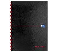Oxford Black n' Red - Cuaderno de espiral doble (con rayas, 140 páginas, A4, tapa dura, 90 g/m²), color rojo y negro