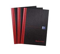 Oxford Black n' Red - Cuaderno, tamaño A4, tapa dura, color negro y rojo A5, pack de 3