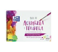 Oxford bloc de acuarela y tempera escolar espiral formato a4+ liso - 10 hojas microperforadas 300gr color natural - papel de doble cara: grano grueso y grano fino (5 uds)
