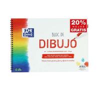 Oxford bloc de dibujo escolar espiral formato a4+ liso - 20 hojas microperforadas 130gr color natural - papel de superfície rugosa (5 uds)
