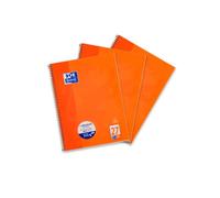 Oxford Bloc de notas A4 con doble borde, 80 hojas, color naranja. Pack de 3.