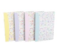 Oxford Bloc de notas floral a rayas, 9 x 14 cm, 80 páginas, tapa blanda, 4 diseños, 10 unidades