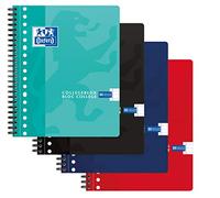 Oxford Bloc de notas universitario, A5, rayado, 80 hojas, 17 agujeros, paquete de 5 unidades, 4 colores