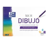 Oxford, Bloc Dibujo A4 Espiral. Tapa Blanda, Contratapa Rígida, 20 Hojas. Papel 130 gr Artístico de Gran Calidad con Recuadro