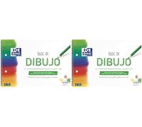 Oxford Bloc Dibujo A4+ Tapa Blanda/Contratapa rígida 20 Hojas 130gr Con Recuadro, 2 Taladros y Espiral (Paquete de 2)
