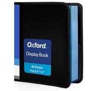 Oxford Carpeta con fundas de plástico, carpeta de 80 bolsillos con fundas de plástico, carpeta de presentación de 8.5 x 11 pulgadas, 160 páginas (negro)