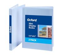 Oxford Carpeta de presentación pequeña, paquete de 2, azul, 24 fundas, 48 páginas de vista, 5.5 x 8.5 pulgadas, mini libro de exhibición con fundas de plástico, álbum de fotos y libro de recuerdos