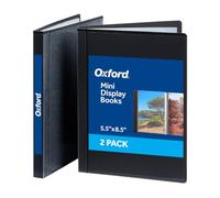 Oxford Carpeta de presentación pequeña, paquete de 2, negro, 24 fundas, 48 páginas de vista, 5.5 x 8.5 pulgadas, mini libro de exhibición con fundas de plástico, álbum de fotos y libro de recuerdos