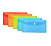 Oxford Carpeta DIN larga, plástico transparente, 5 colores, 5 unidades, azul, amarillo, naranja, rojo, verde