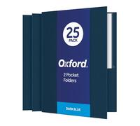 Oxford Carpetas de doble bolsillo, papel texturizado, tamaño carta, azul oscuro, capacidad para 100 hojas, caja de 25 (57538EE)