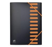 OXFORD Clasificador extensible 12 compartimentos A4 Students Manta Polypro Bicolor, Negro/Naranja