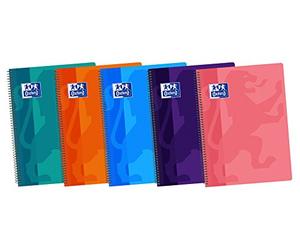 Oxford Classic 400088603 - Pack de 5 cuadernos espiral con tapa de plástico, Fº
