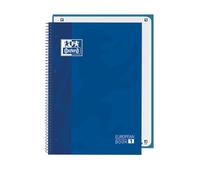 Oxford Classic, Cuaderno A4+, Europeanbook 1, tapa extradura, espiral, cuadrículada 5X5, 80 hojas, color Azul Marino