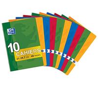 Oxford Classic - Lote de 10 cuadernos grapados en formato A4 (21 x 29, 7 cm), 48 páginas grandes azulejos Seyès 90 g, colores surtidos