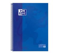 Oxford, Cuaderno A4, cuadricula 5x5, tapa extradura, microperforado, libreta A4 Europeanbook 1, color azul oscuro