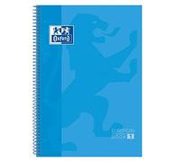 Oxford, Cuaderno A4, cuadricula 5x5, tapa extradura, microperforado, libreta A4 Europeanbook 1, color turquesa